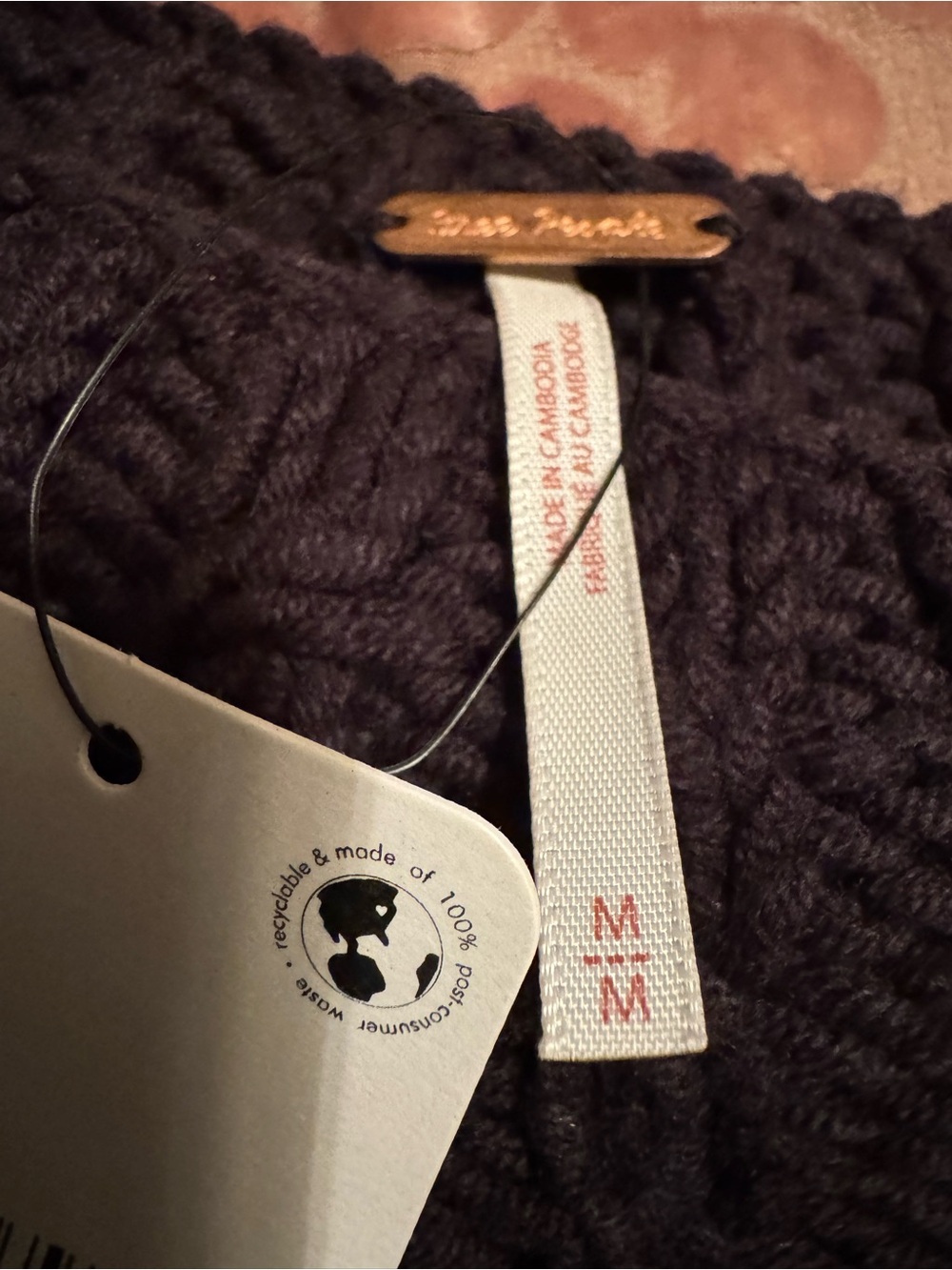 Free People Black Cable Scoop Neck Cropped Sweater - Picture 5 of 5